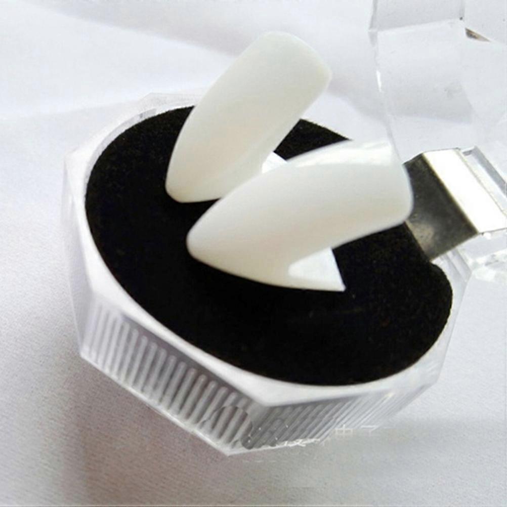White Vampire Fangs Teeth Dentures for Cosplay Pair 15mm Halloween Prop