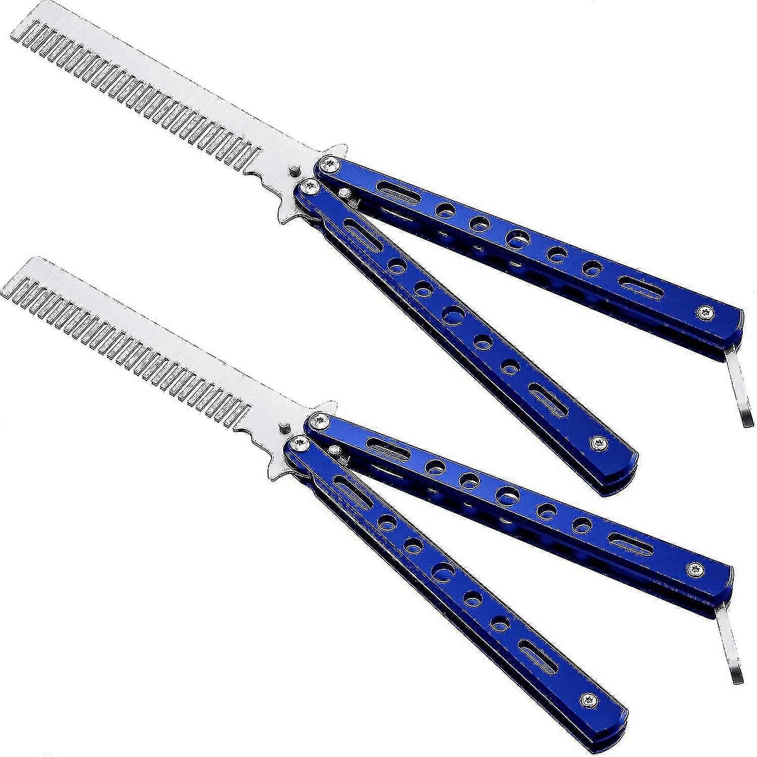 2 Pieces Stainless Steel Folding Training Butterfly Comb Styling Tool (color)