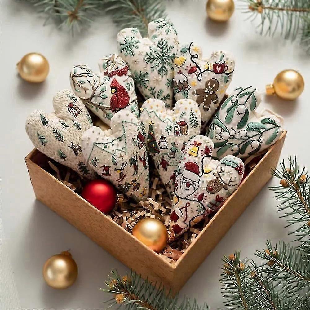 DIY hjertebroderi juledekorasjon, julehjertebroderisett