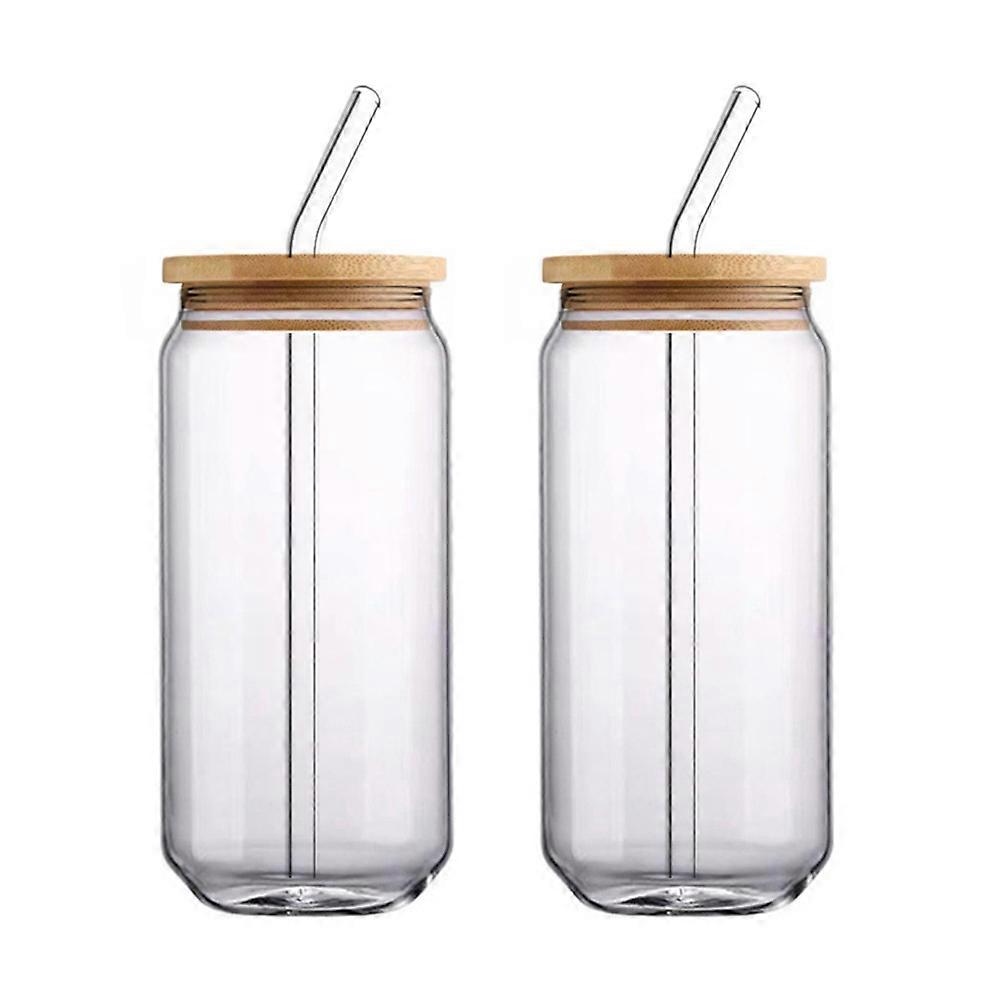 Glass Drinkware Milk Drinking Cup for Home Use 4Sets with Straws and Lids