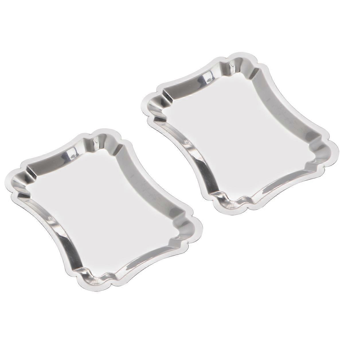 Stainless Steel Dessert Plates 6Pcs Large Size Rectangular For Wedding Party Perfect Display Tray