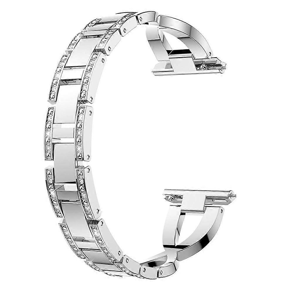 Zinc Alloy Diamond Watch Strap for with 2Pcs Silver Color