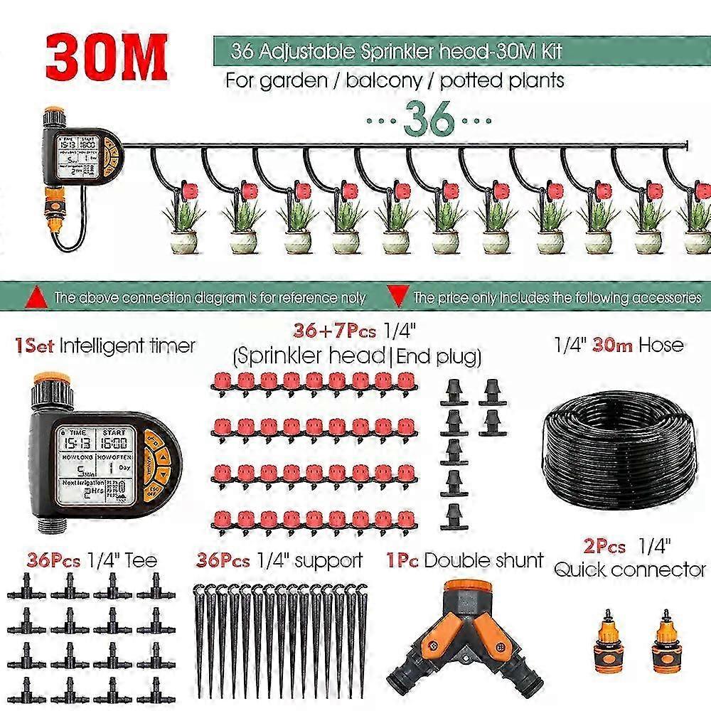2025 30M Smart Garden Timer Irrigation Set IPX5 Waterproof LCD Automatic Watering Controller Set With Rain Sensor for Farms