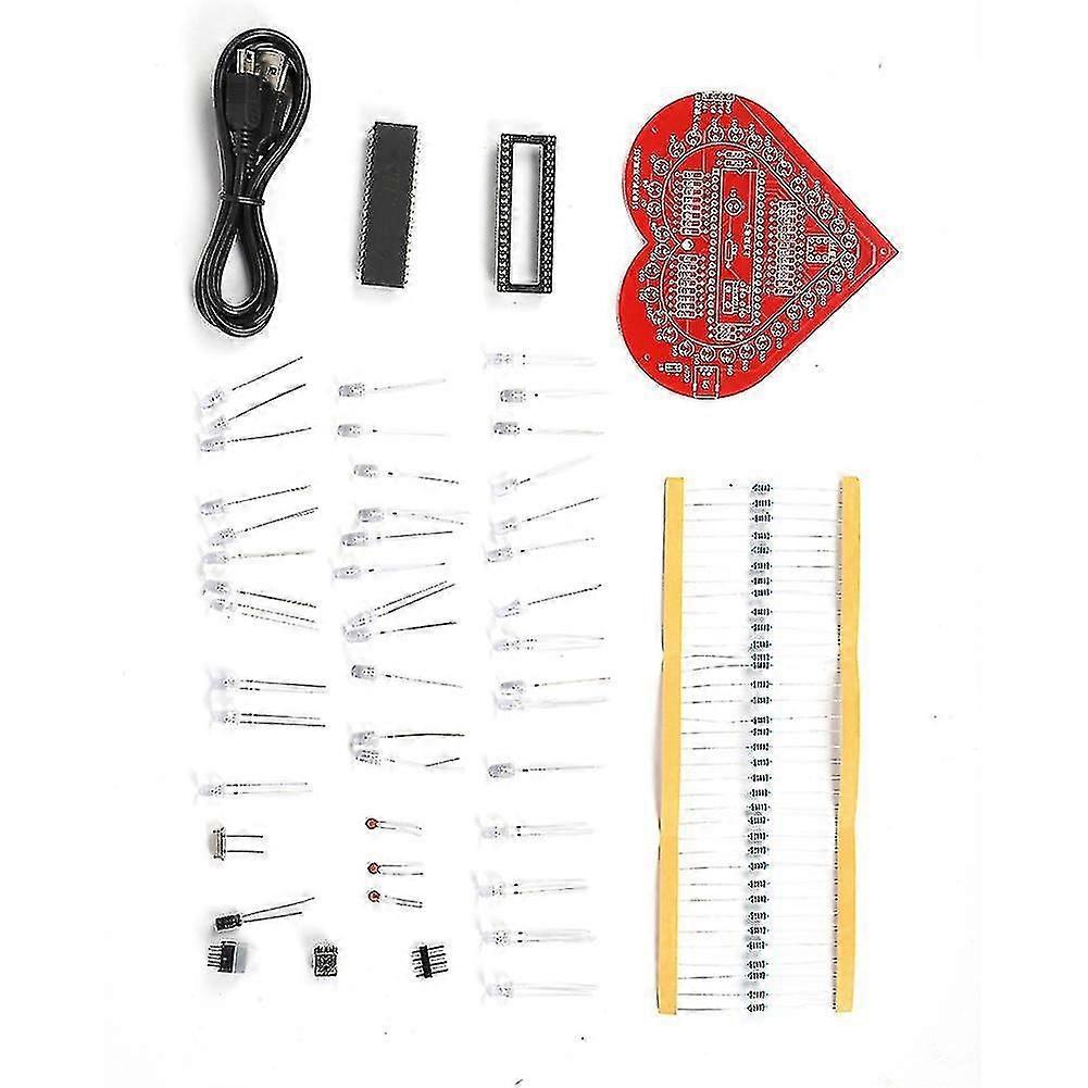 DIY Colorful Heart Shaped Lamp Electronic PCB Circuit Board Kit MCU Module