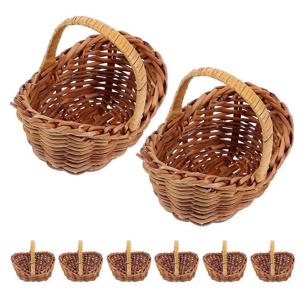 Decorative Mini Basket Doll Picnic Basket for Tiny Flower Display 24Pcs