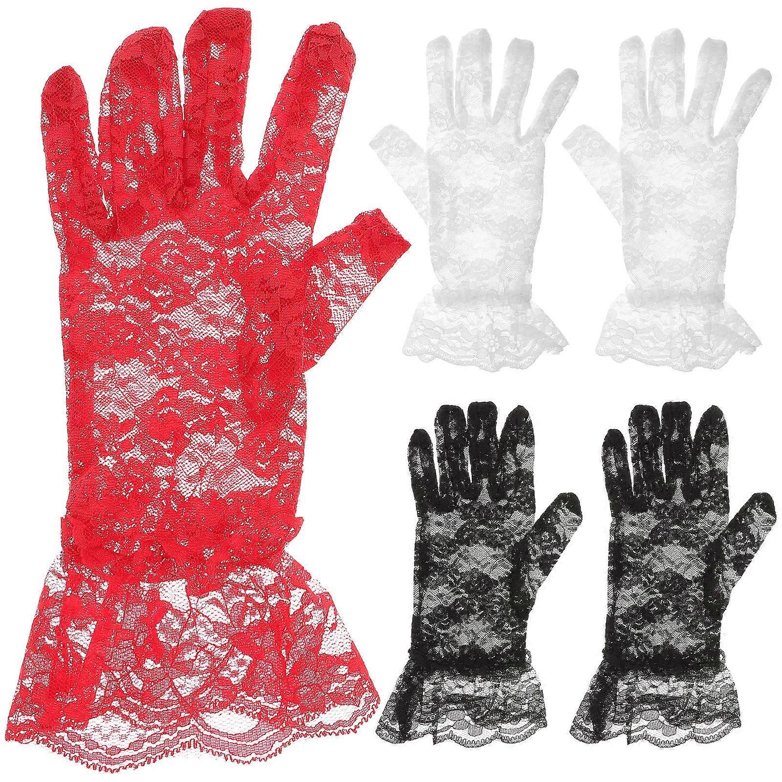 Tea Party Gloves Lace Gloves for Decor 9Pairs Assorted Color Pack