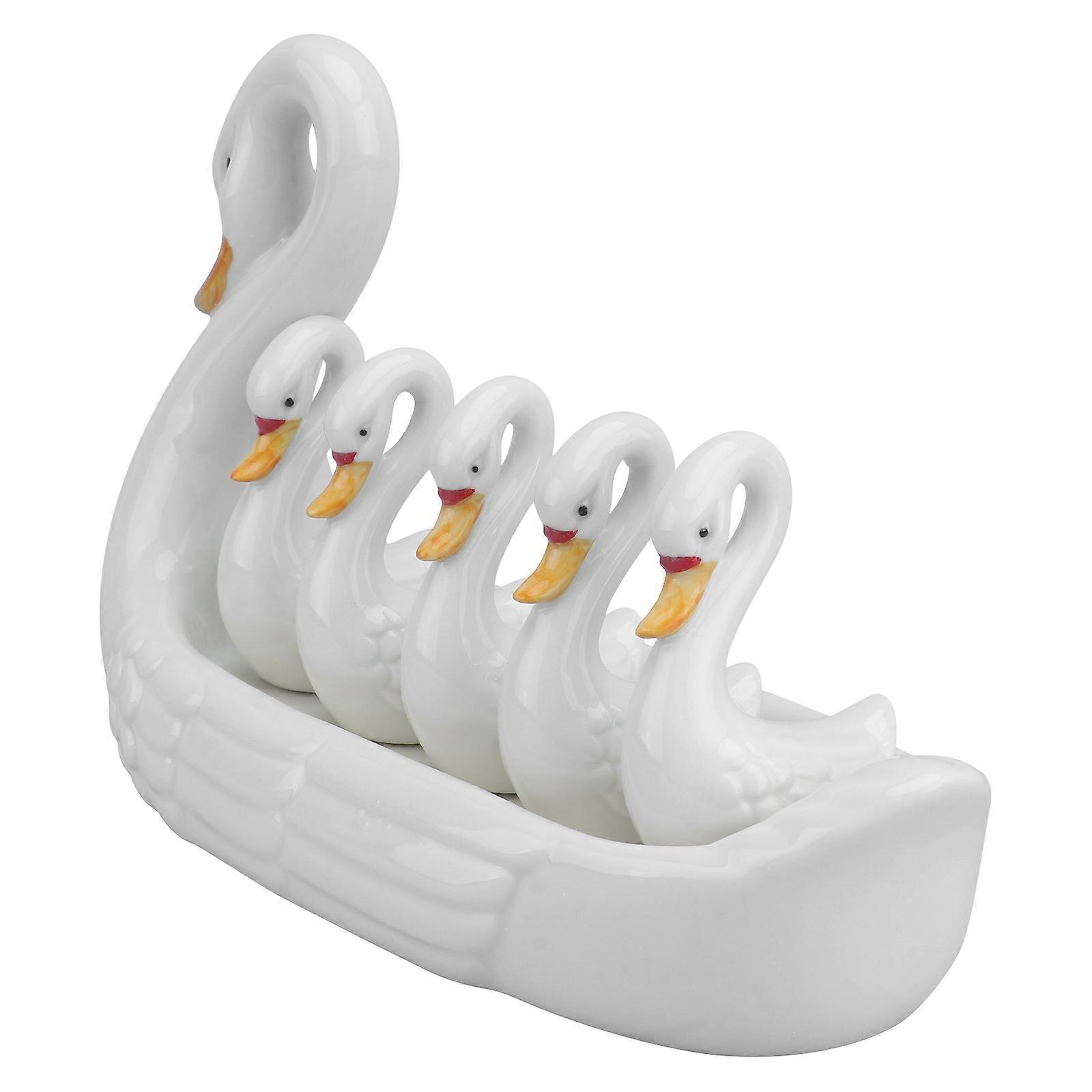 White Ceramic Chopsticks Holder Swan Shape for Home 1Set
