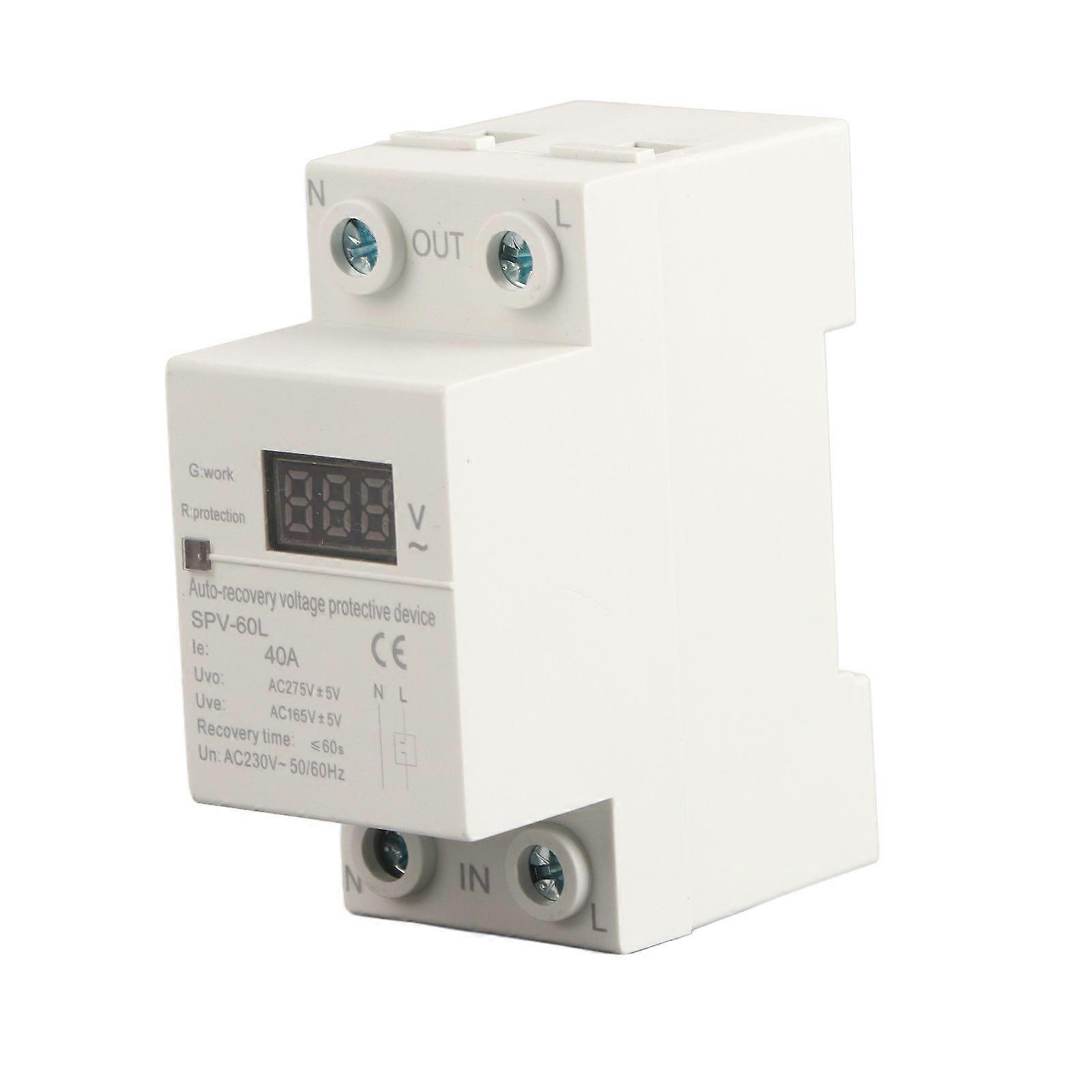 230V 40A Automatic Recovery Overvoltage&amp;Undervoltage Protection Device DIN Rail Mount Protector