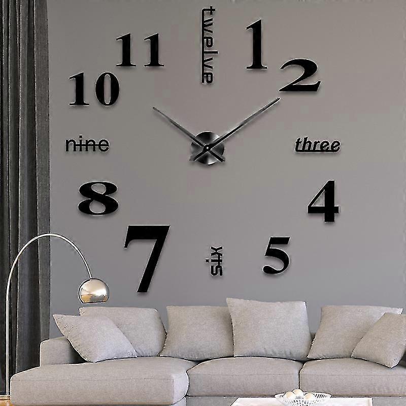 Large 3d Frameless Wall Clock Modern Silent Diy Wall Clock Easy To Assemble Wall Clock Decor