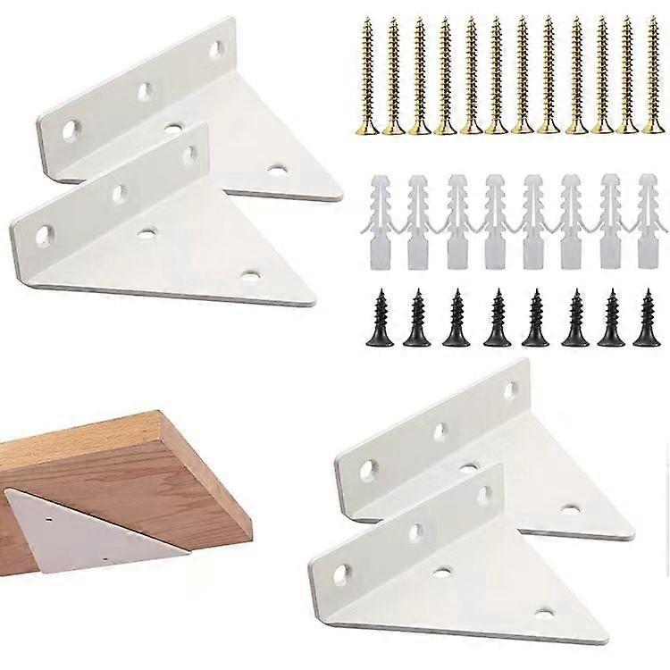 Triangle Shelf Bracket, 4 Pieces Invisible Fixing Bracket, Shelf Support, Wall Shelf Bracket, for Storage Shelves, Bookcases (White)