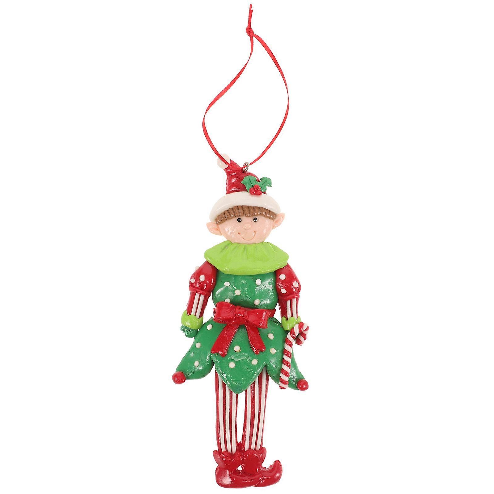 Xmas Tree Ornaments 3Pcs Unique Clay Candy Figures Ideal For Christmas Decoration And Party Atmosphere Multi Color