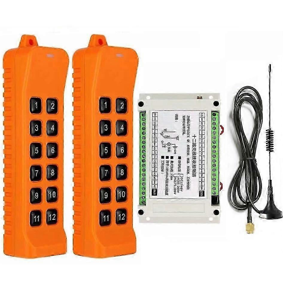 3000m DC12V 24V 36-48V 12CH Radio Controller RF Wireless Remote Control Overhead travelling crane System Receiver 868Mhz Remote