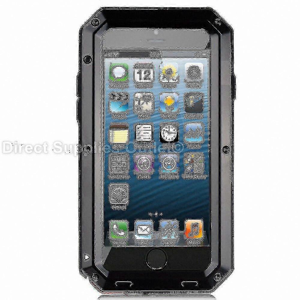 Rugged Metal Case for 14, 13, 12, XR, X, 8 Pro Max, SE - Shockproof Protection, Durable Design, Matte Black Finish