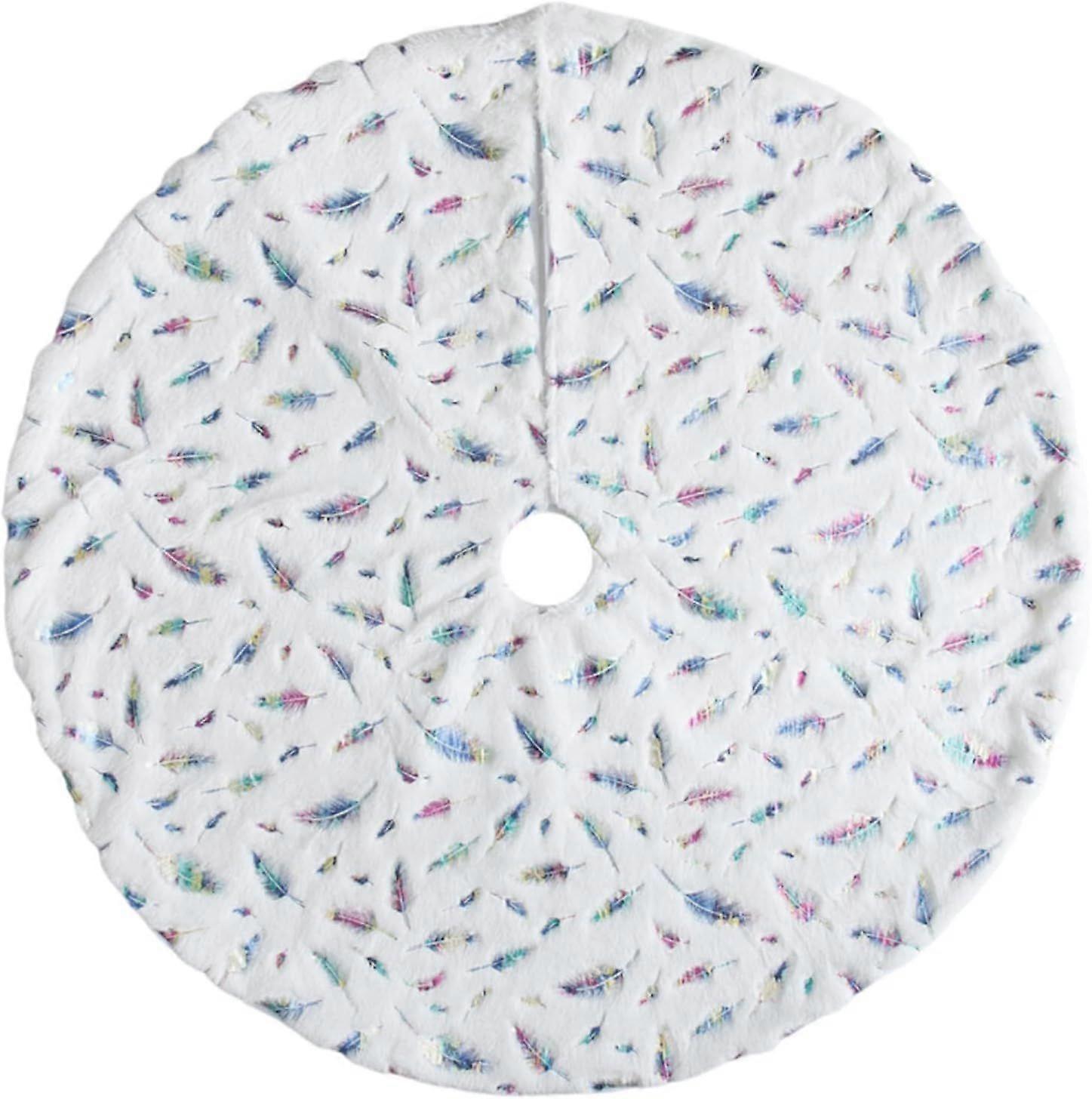 90 cm plush Christmas tree skirt with bronzing feathers