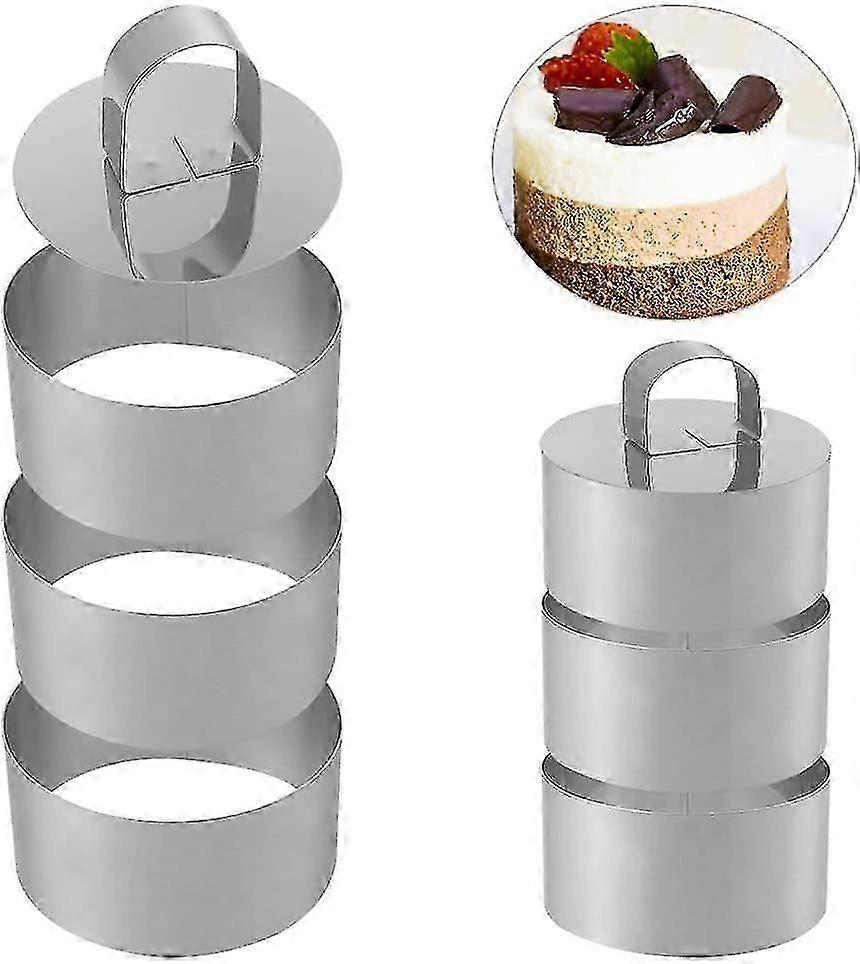 6 stk matlaging ring sett, rustfritt stål kake ringer kake mold baking ring mold