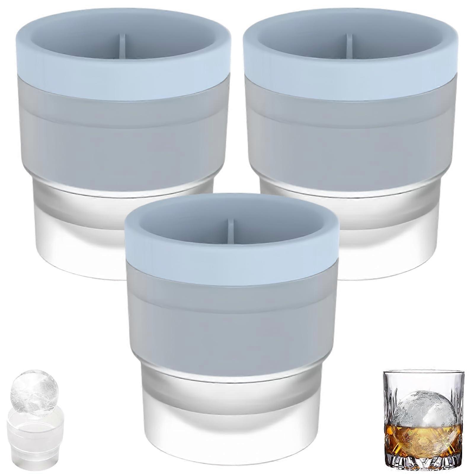 Ice Ball Maker Mold Silicone Reusable Large Round Ice Cube For Whiskey Bourbon Cocktails Easy Release Blue