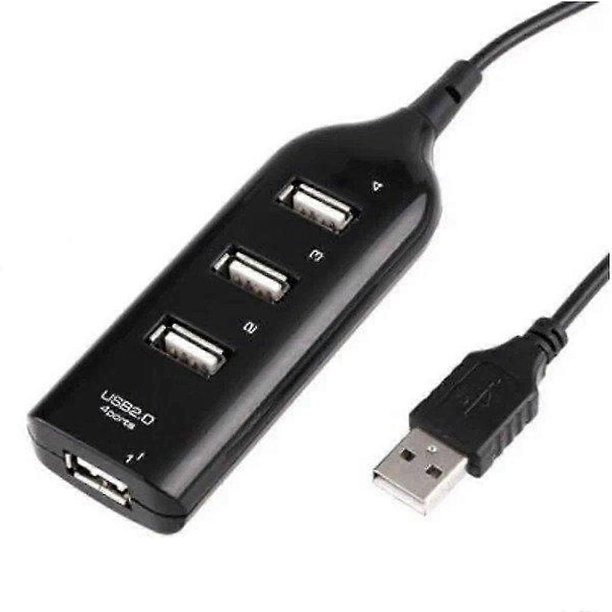 4-Port USB 2.0 Hub Black High-Speed USB Hub