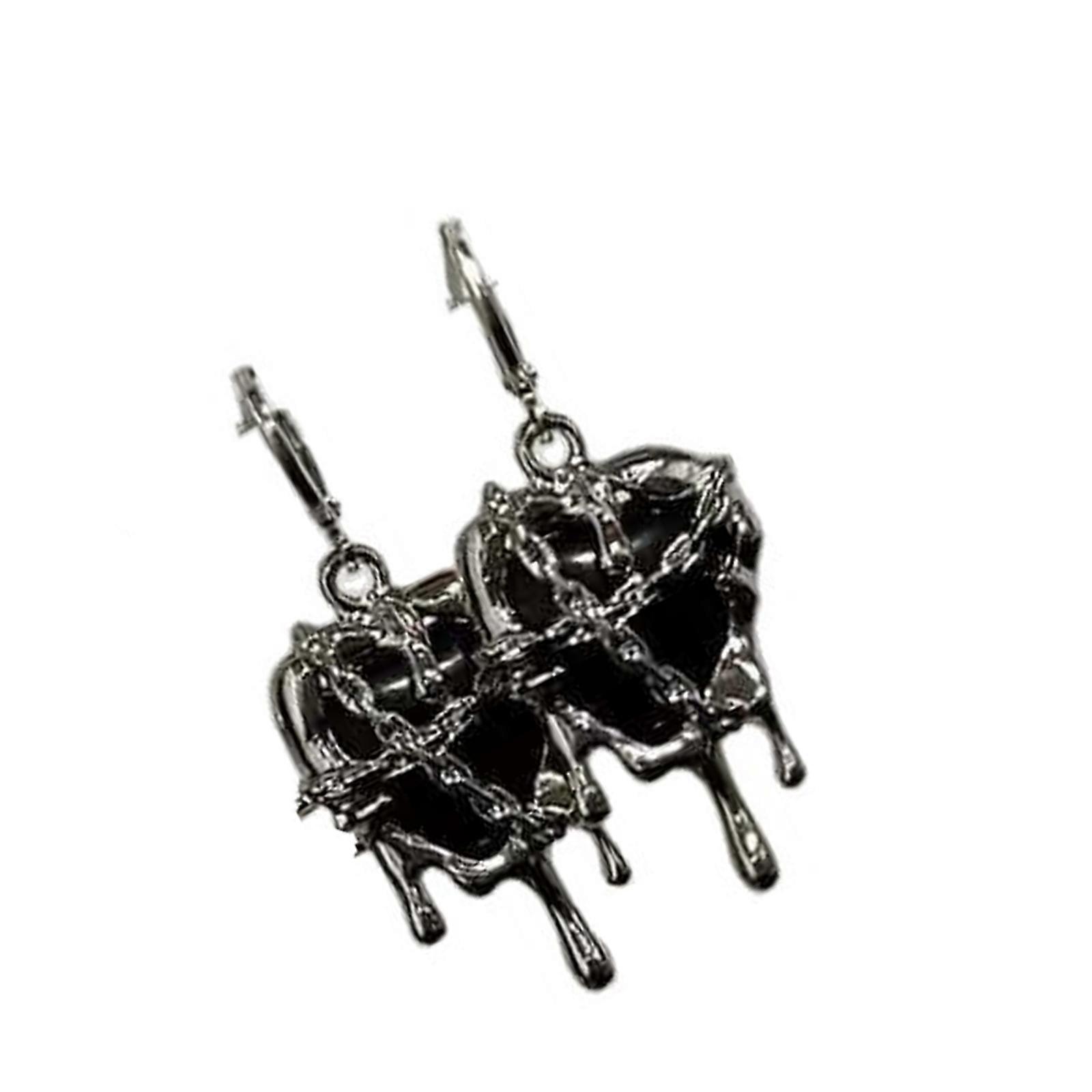 Unique Liquid Effect Heart/Star Drop Earrings with Gothic Style Handmade Ear Accessories for Alternative Style Multicolor