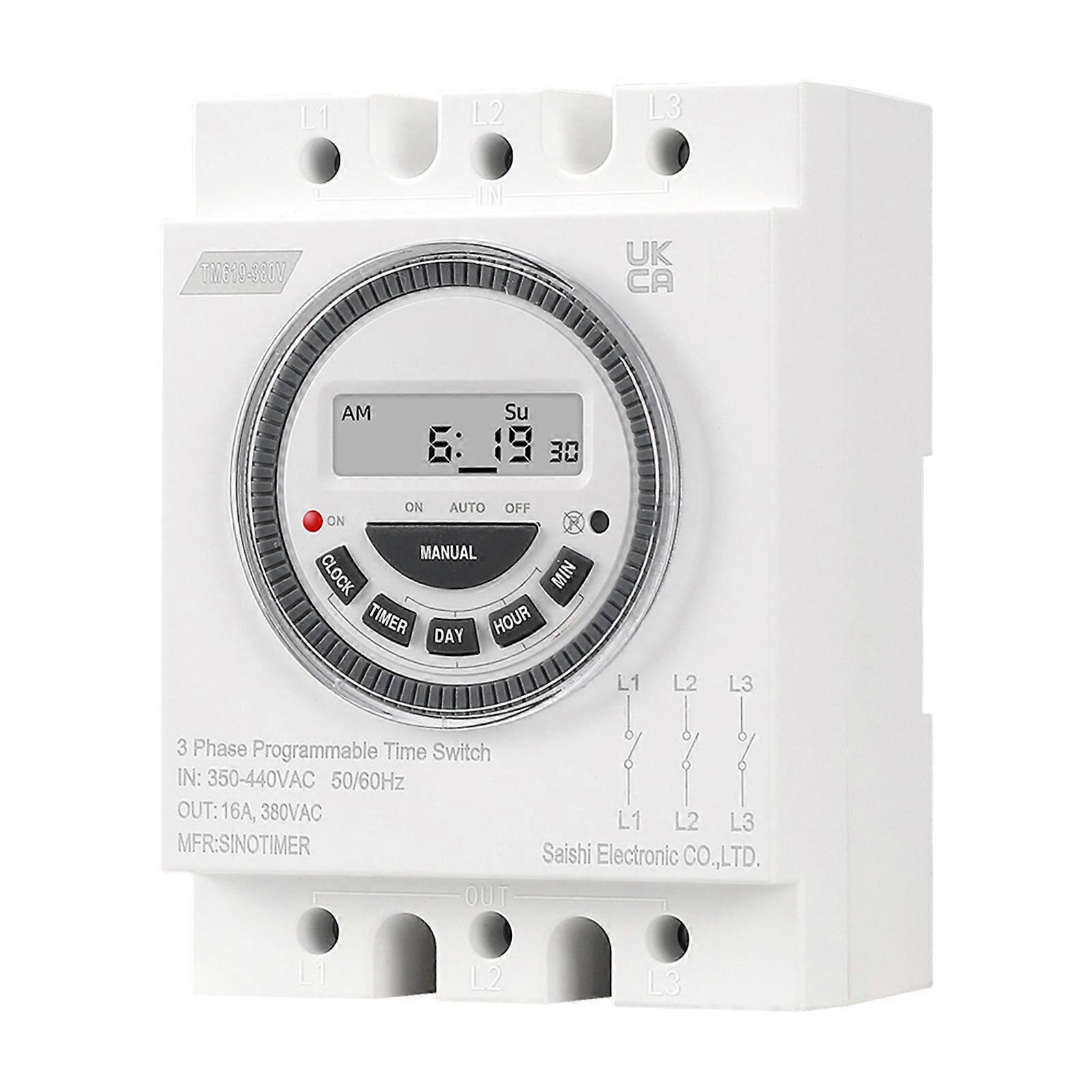 3 Phases Time Controller Multipurpose Timer 7 Day Programmable Timer Switches with LCD Backlit Screen for Water Pump Multicolor