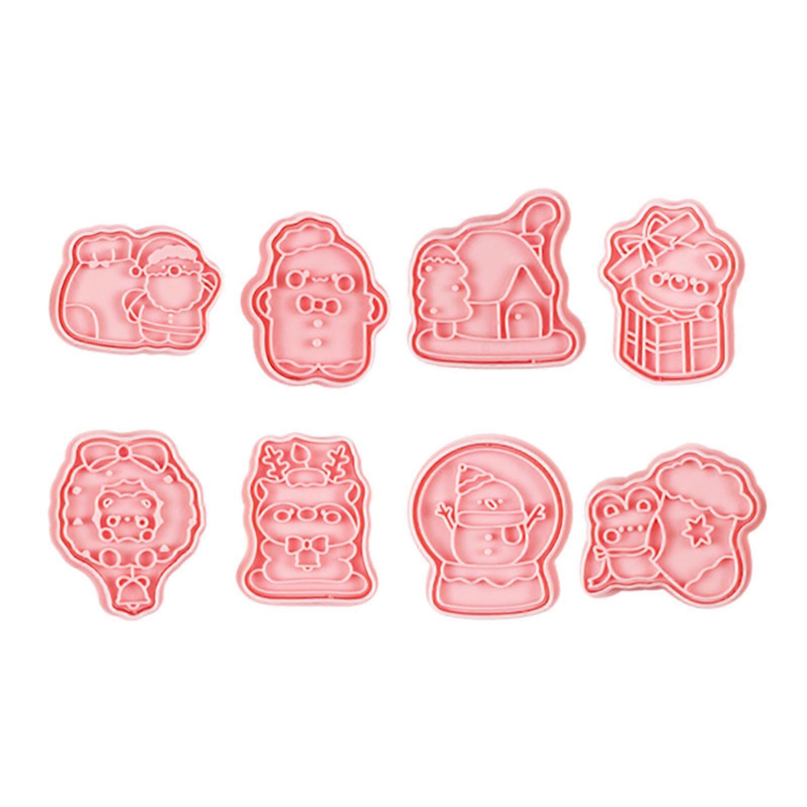 Christmas Themed Cookie Cutter Set Creative Christmas Baking Molds with 8 Different Shape for Cookie and Fondant Multicolor