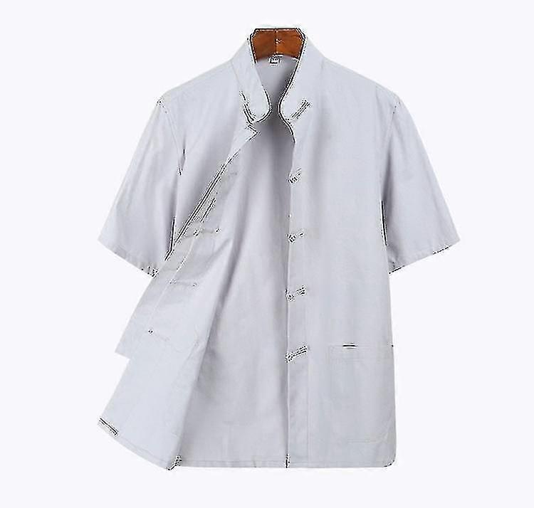 القطن تانغ بدلة أعلى الرجال الصيف الكونغ فو تاي تشي قميص موحد بلوزة قصيرة الأكمام الملابس الصينية التقليدية