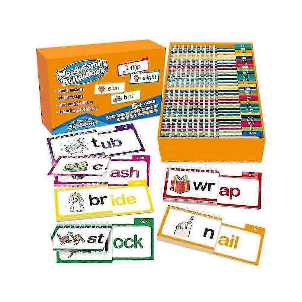 30読んで韻を踏むフリップブック、ABC語彙フラッシュカード教育読書ゲーム