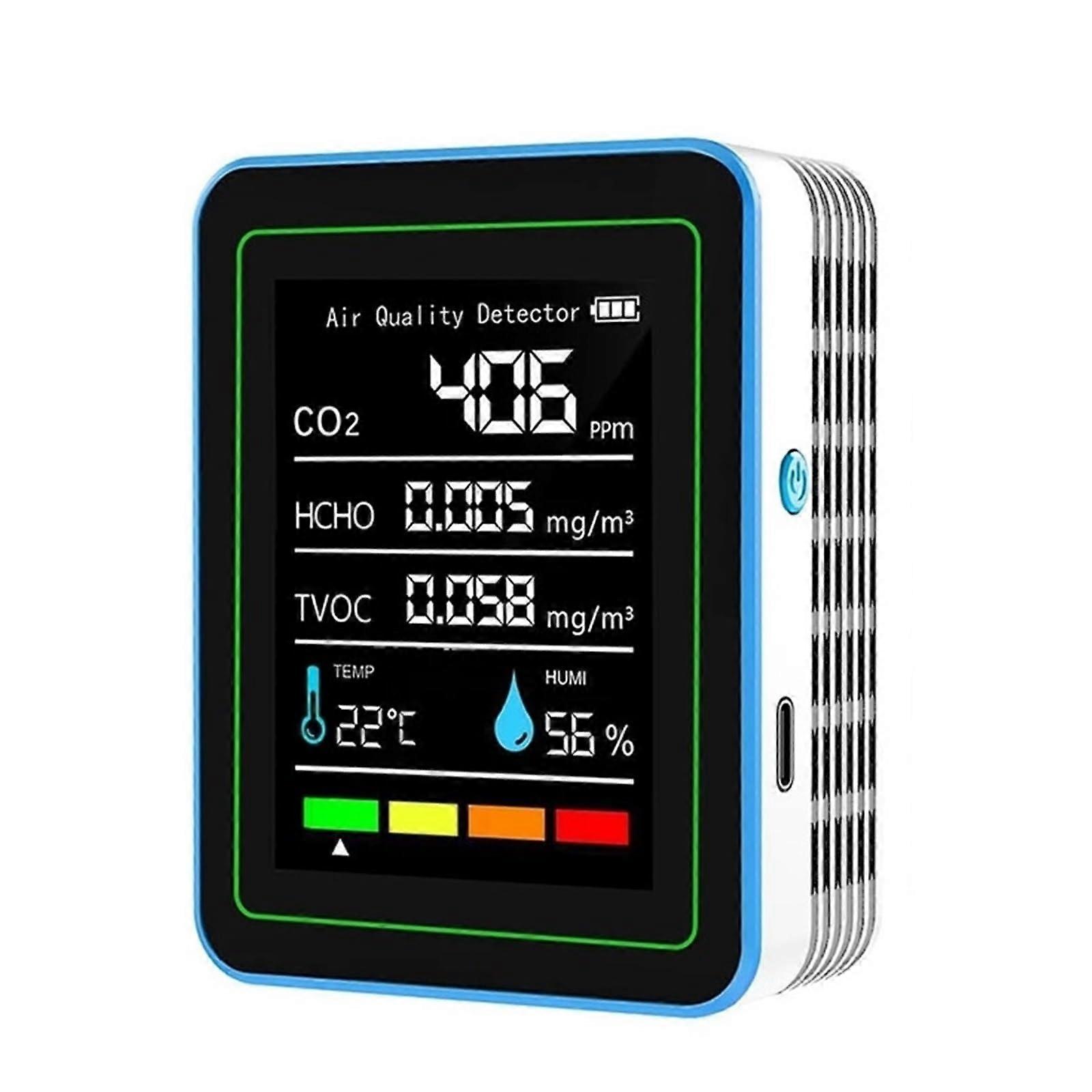 Gas Detector 5In1 Air Quality Monitor With Formaldehyde And Carbon Dioxide Detector