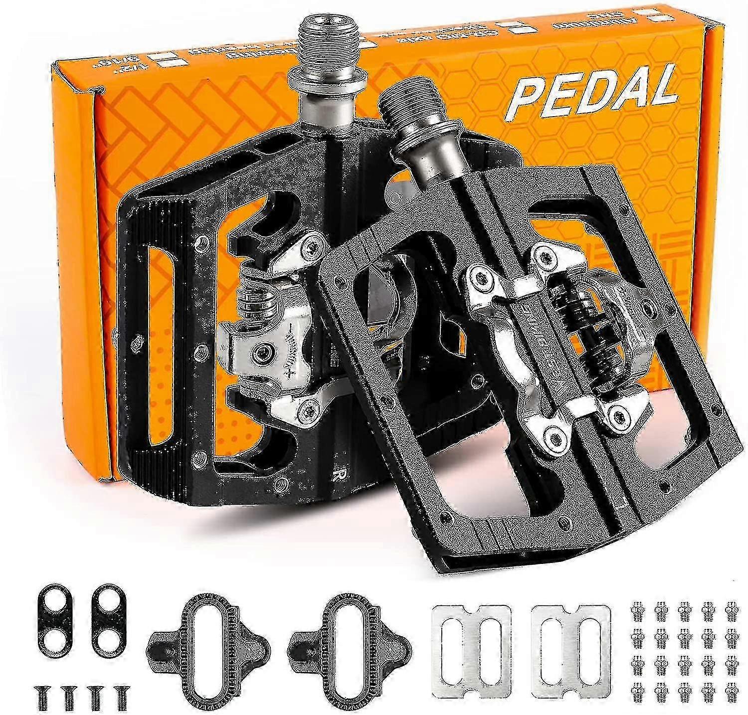 Bicycle Pedals, Double Function Cnc Aluminum Non-slip Spd Pedals Bicycle, Clipless Bicycle Pedals Set For Bmx Mtb