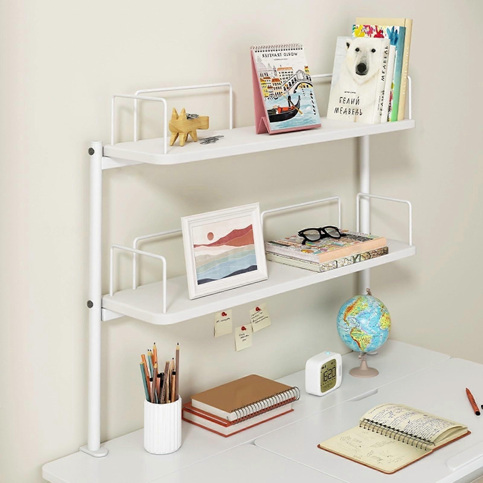 Desktop Hanging Bookshelf Organizer ClampOn Desk Organizer Multipurpose Display Rack White 100x20x65 cm