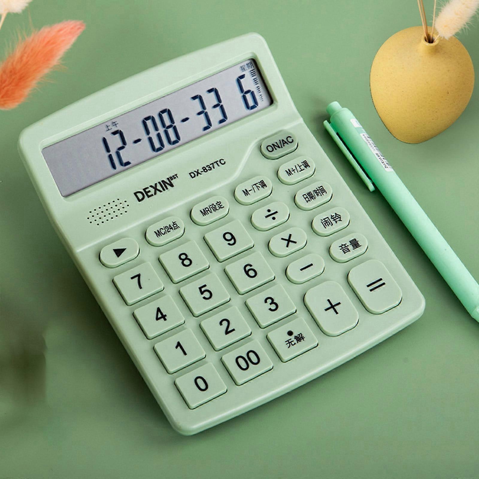 Desktop Calculator 12 Digit with Large LCD, Sensitive Buttons, Dual Power for Office & School - 2 AAA Batteries Included