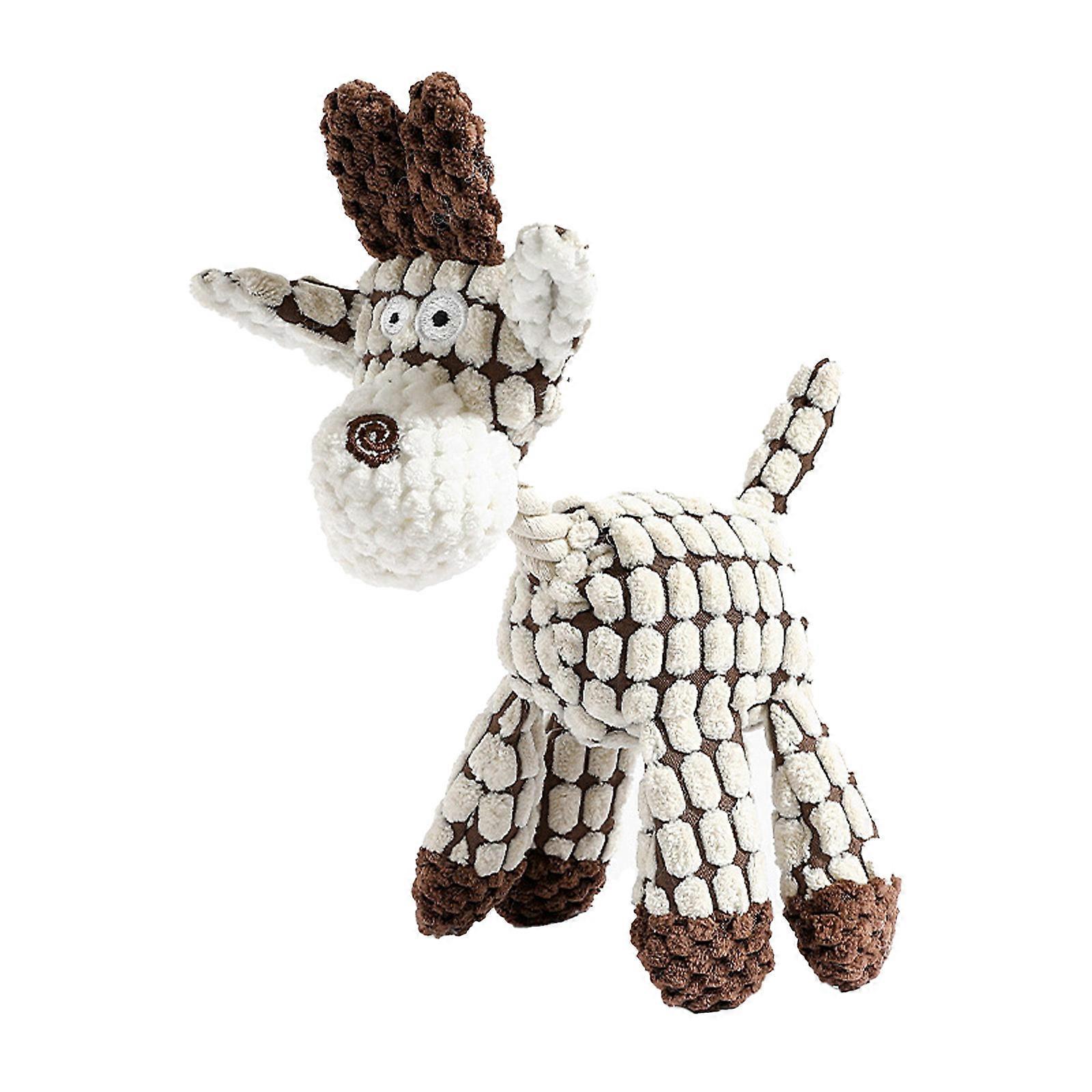 Lovely Plush Donkey Toy Squeaky Animal Toy for Various Breeds Interaction Chew Training Toy For Boredom Dog Teething  White
