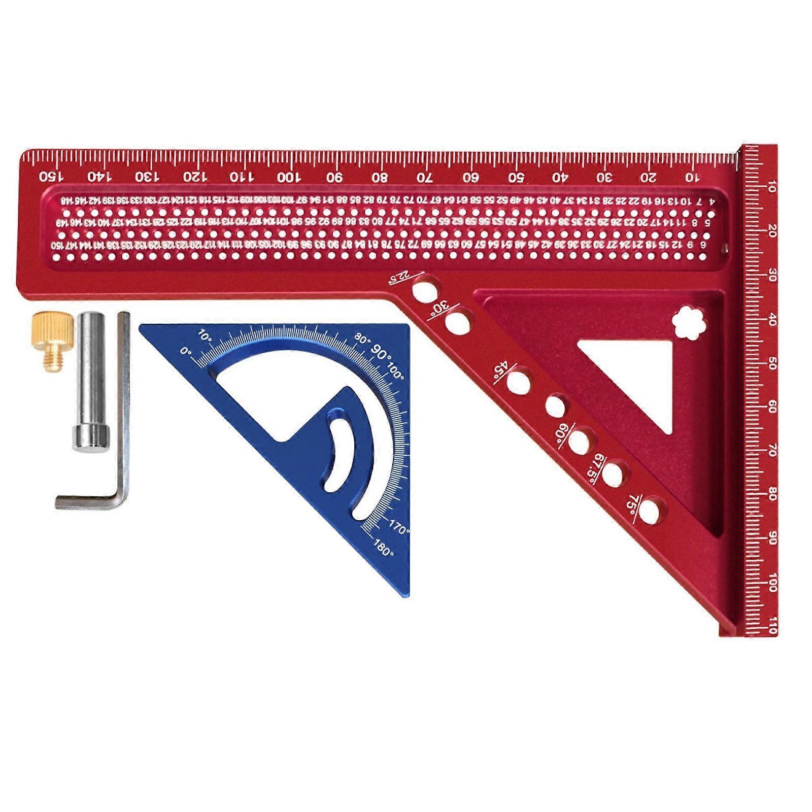 Professional Triangle Ruler Feature Anodized Surfaces Enhances Durability MultiAngle Measuring Ruler For Technical Draw  Red and blue