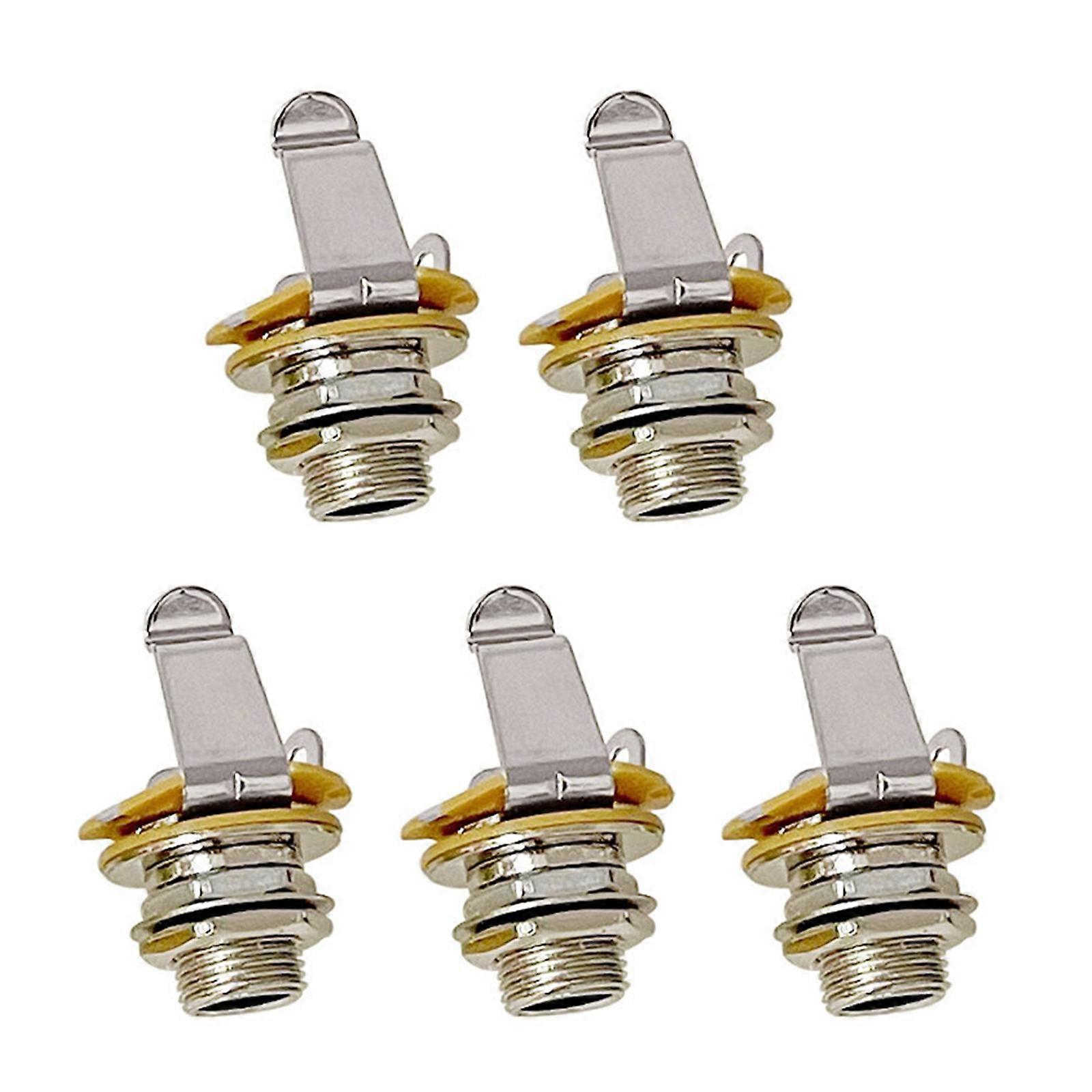 5pack Guitar Output Jacks Assembly Signal Enhancement Metal Hardware for Reliability Audios Upgrades  Silver