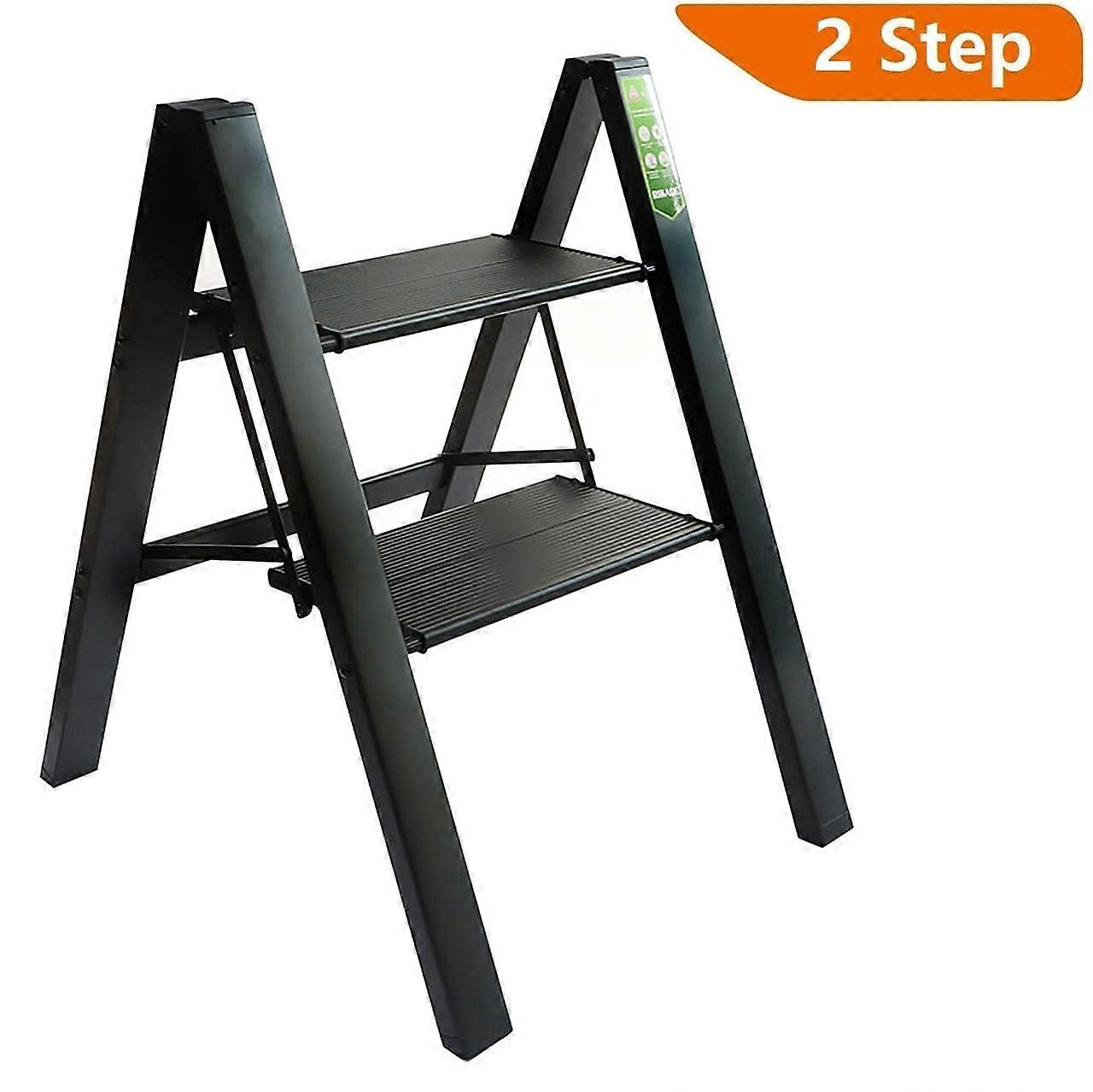 Folding Step Ladders (2-Step / 3-Step / 4-Step) Heavy Duty Aluminum Frame Foldable Ladder, Non-Slip, 330lbs Capacity