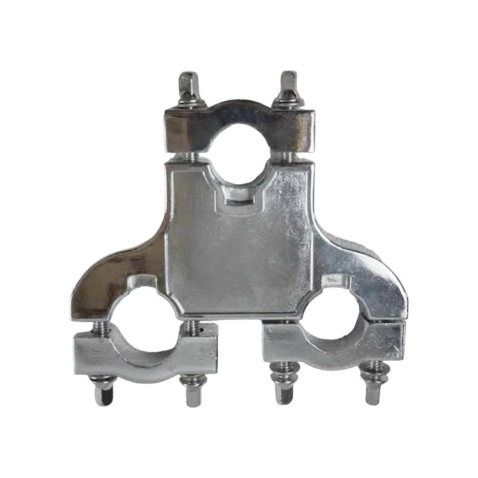 Drum Set Pipe Clamp Drum Accessory Drum Expansion Clip Metal Drum Seats Connector Clamp Three Hole Drum Clamp Connector Multicolor
