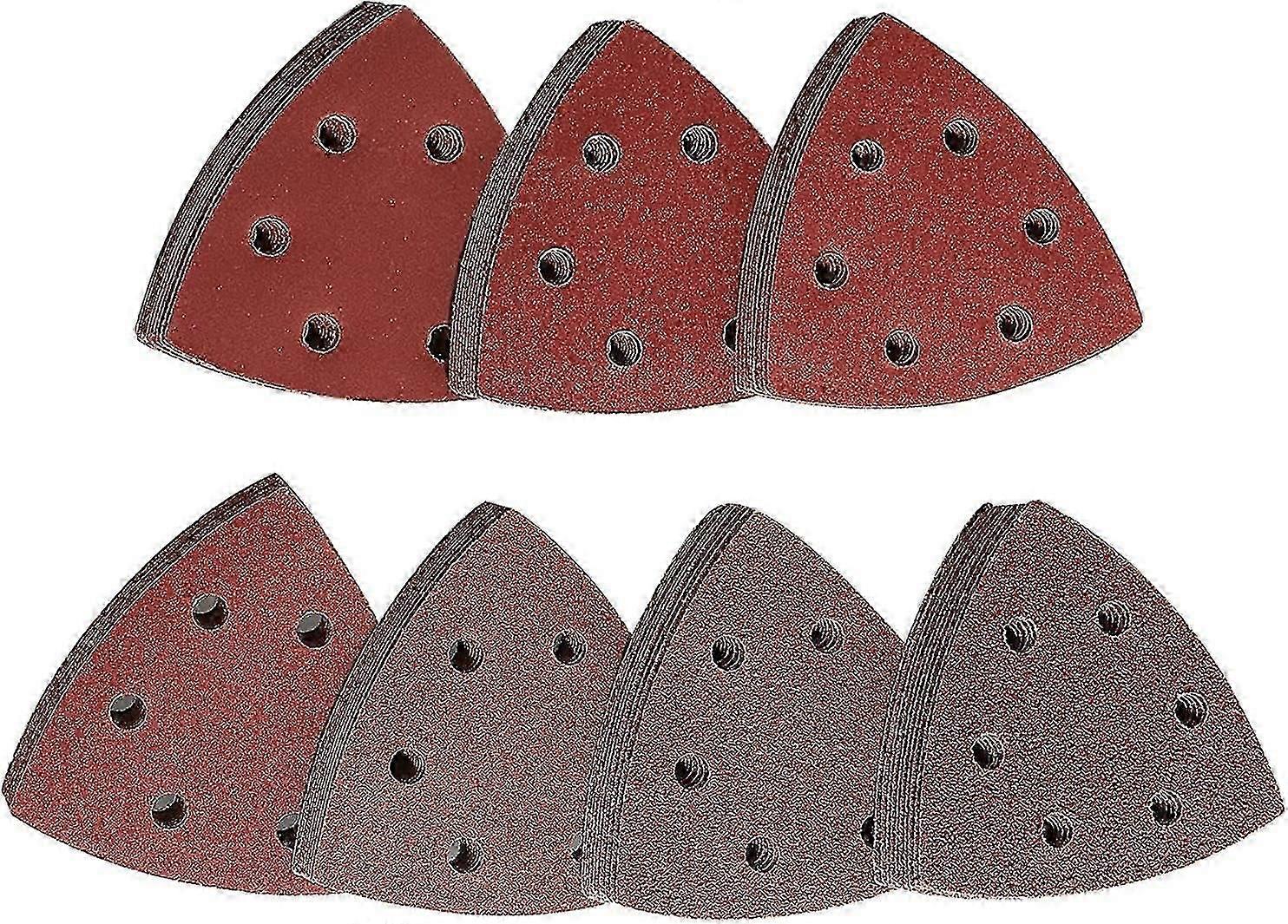 Triangl Sanding Triangle Sandpaper, 70 Triangles Hook And Loop Sandpaper 6 Holes 60/80/120/180/240/320/400 Grit Triangle Sandpaper Set Triangular Sand