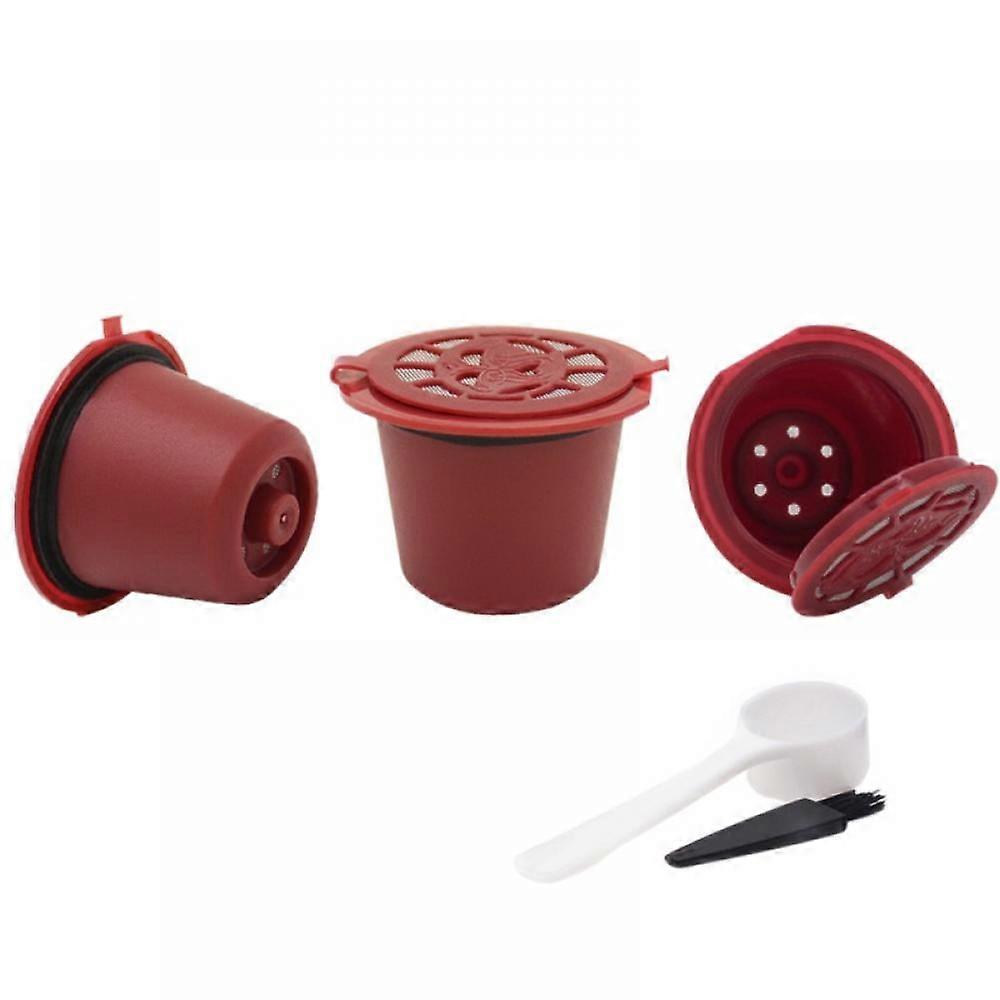 "3 Piece Reusable Refillable Coffee Capsule Filters for Nespresso with Spoon and Brush 20ML"