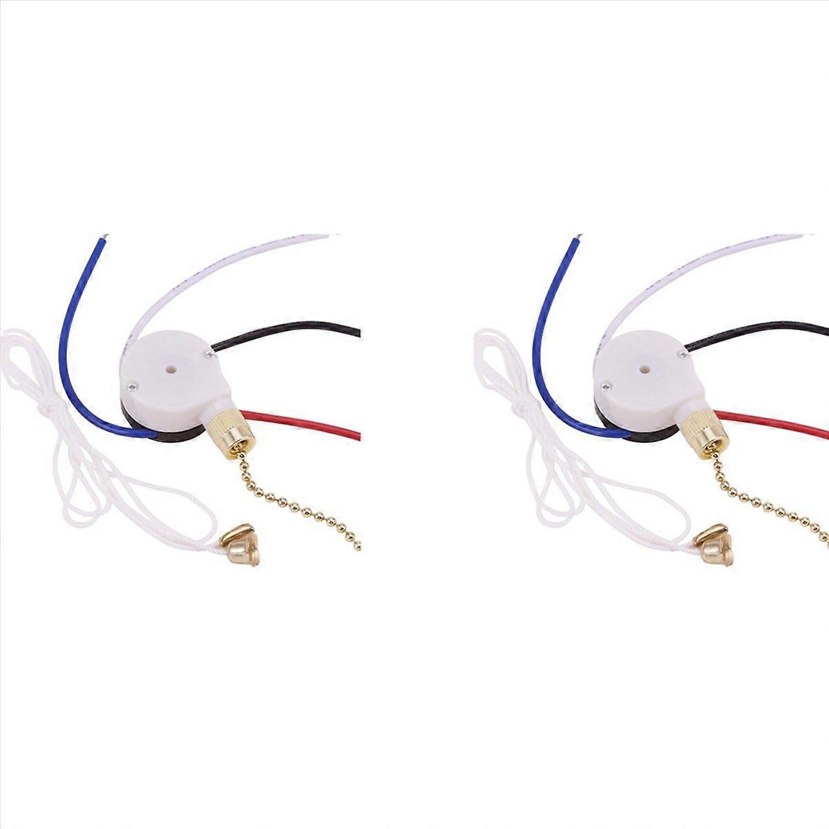 2X Ceiling Fan Switch Kit 3 Speed 4 Wire, Fan Switch Zipper Speed Control Switch, ZE-208S Pull Wire 