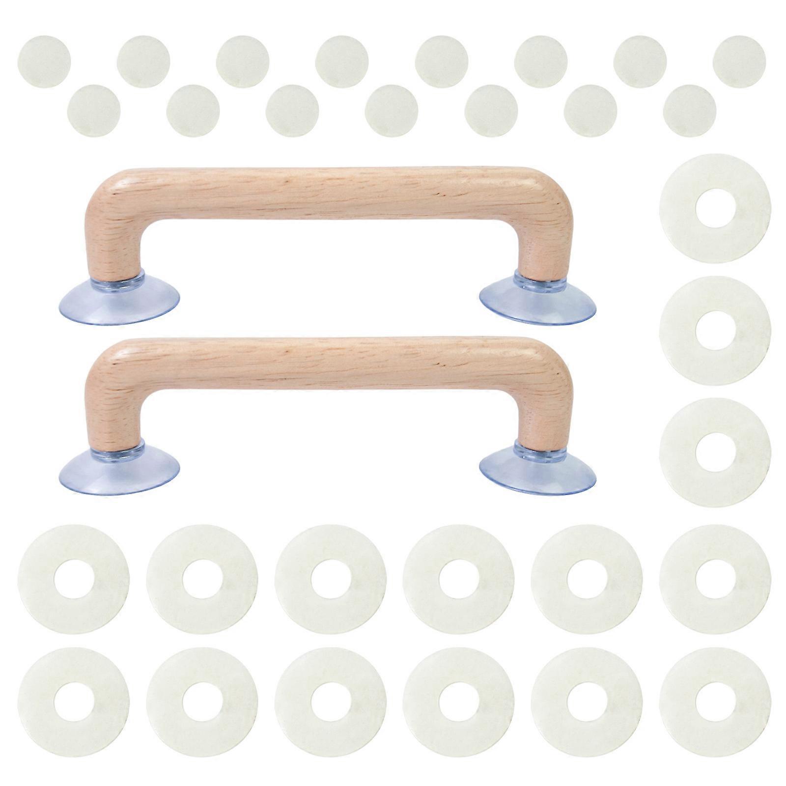 Multifunctional Sewing Ruler Handle Light Weight Anti Slip Quilting Ruler Wood Handle with Suction Cups For Tailoring Multicolor