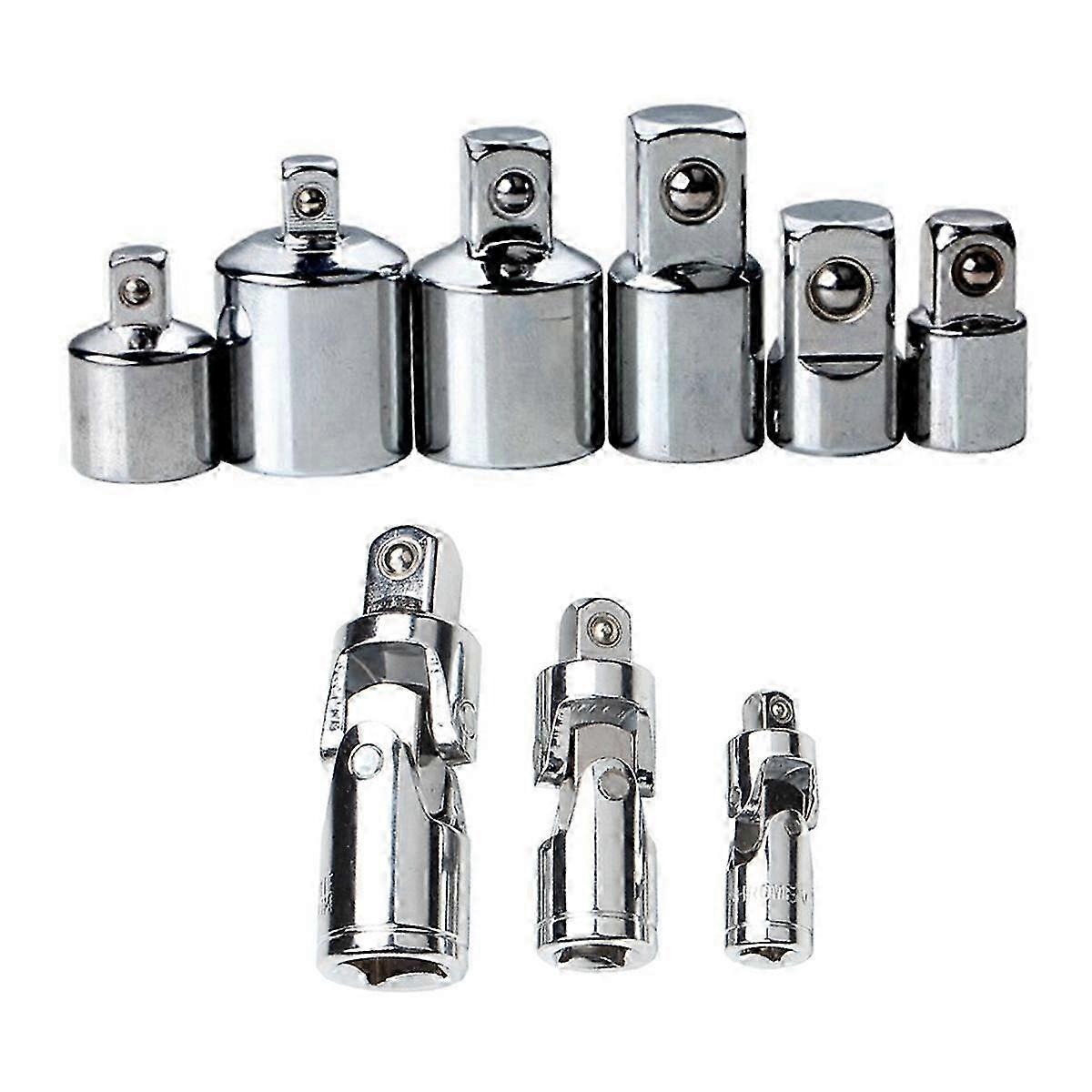 6pcs Ratchet Wrench Socket Converter Sleeve Heads Adapter with Universal Joint Conversion Adapter