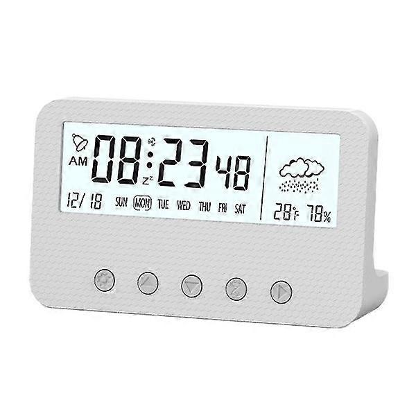 Led Electronic Alarm Clock Simple Clock Student Children Bedside Table Clock White white