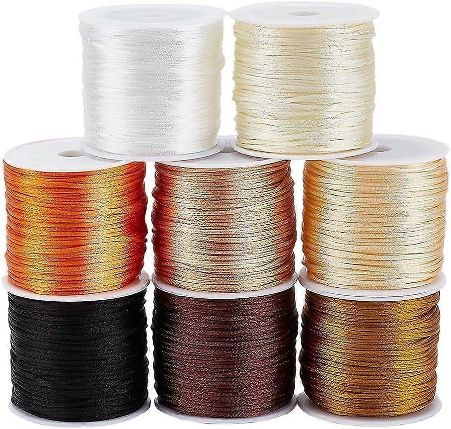 1mm Silky Satin Cord for Bracelet 8 Rolls Nylon String Yellow Series Rattail Satin Thread Bracelet Beading String for Bracelet Necklace Kumihimo Macra