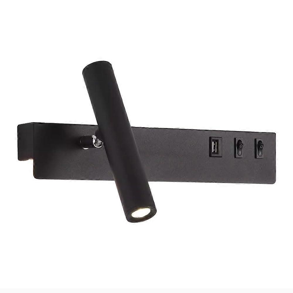 LED Wall Reading Light with USB Port, Rotating Bedside Lamp, 3 Color Modes, 7W for Bedroom Hotel