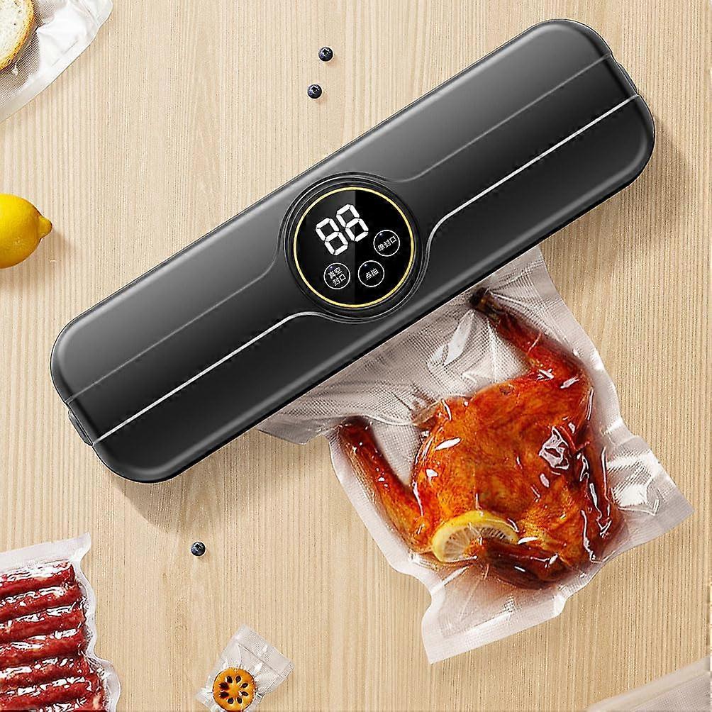 Food Vacuum Sealer with Dual Wet/Dry Modes, Digital Timer, 100 Bags Included, Compact Black Design