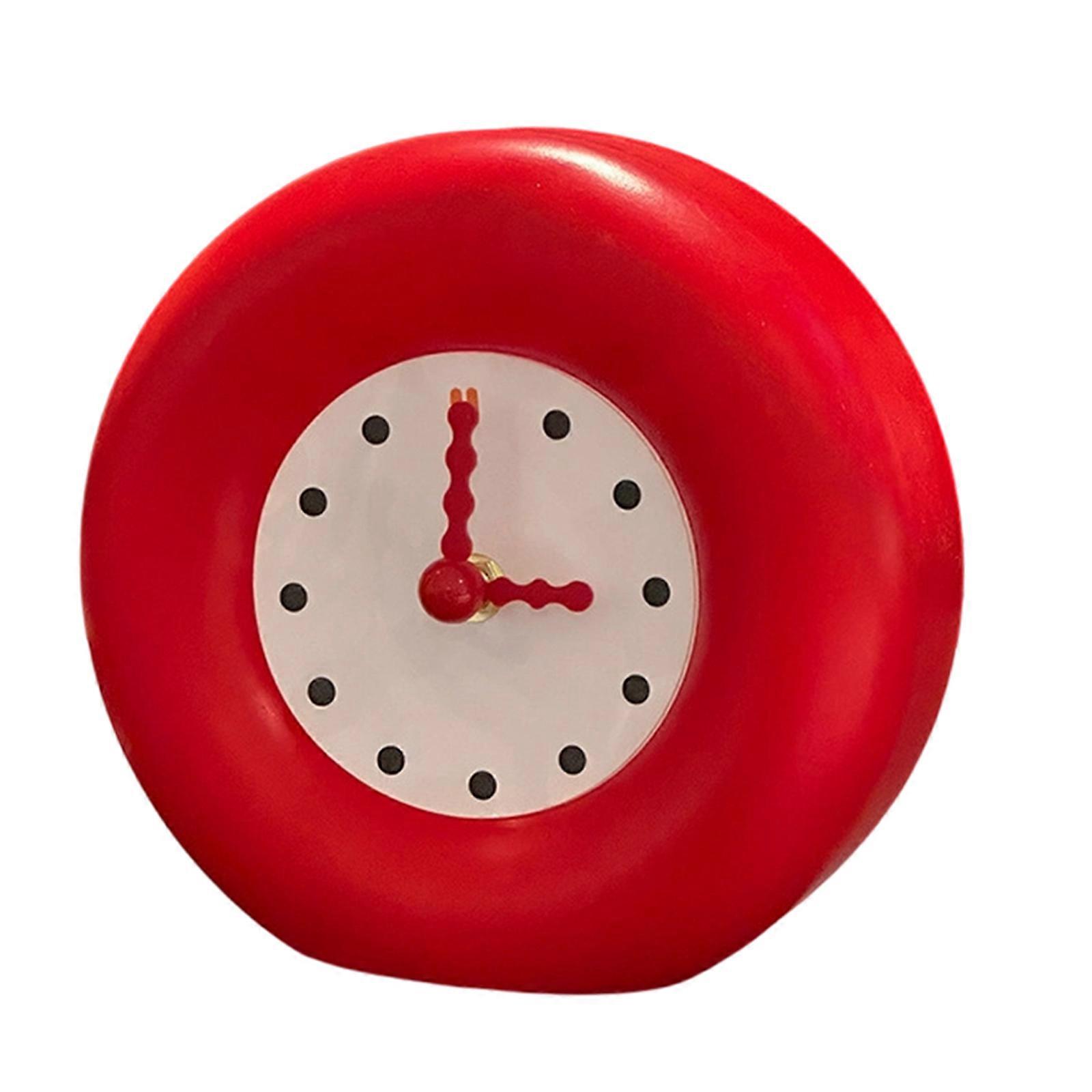 Multifunctional Wall Clock Dopamine Styles Modern Art Quiet Operate Modern Clock for Various Room Home Office Decoration  Red