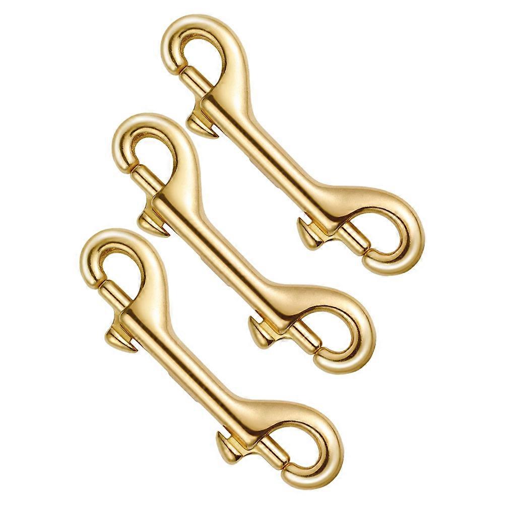 Golden Brass Double Ended Snap Hooks for Bag Use 3Pcs Reliable Clips