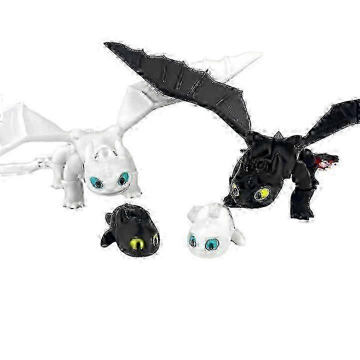 Toothless and the Light Fury Family 3D Figure Set - How to Train Your Dragon, 22 cm