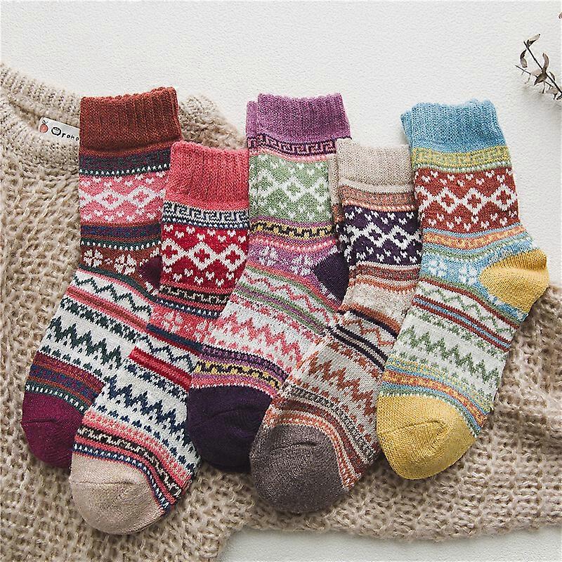 Lot 5Pack Womens Solid Casual Soft Heavy Duty Boot Wool Warm Thermal Lambs Socks