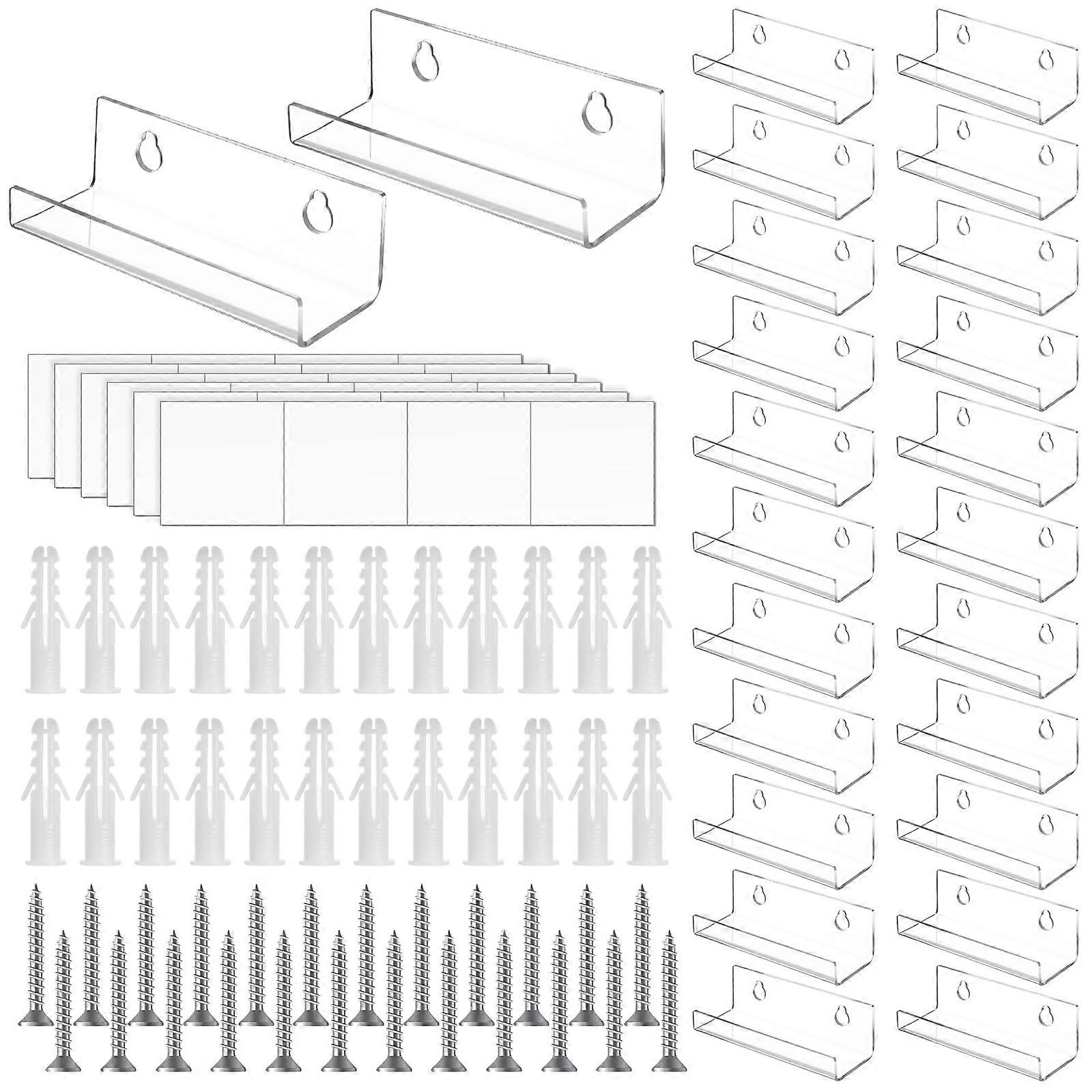 24 Pack Vinyl Record Wall Shelf, Clear Acrylic Floating Display for Albums and Collectibles