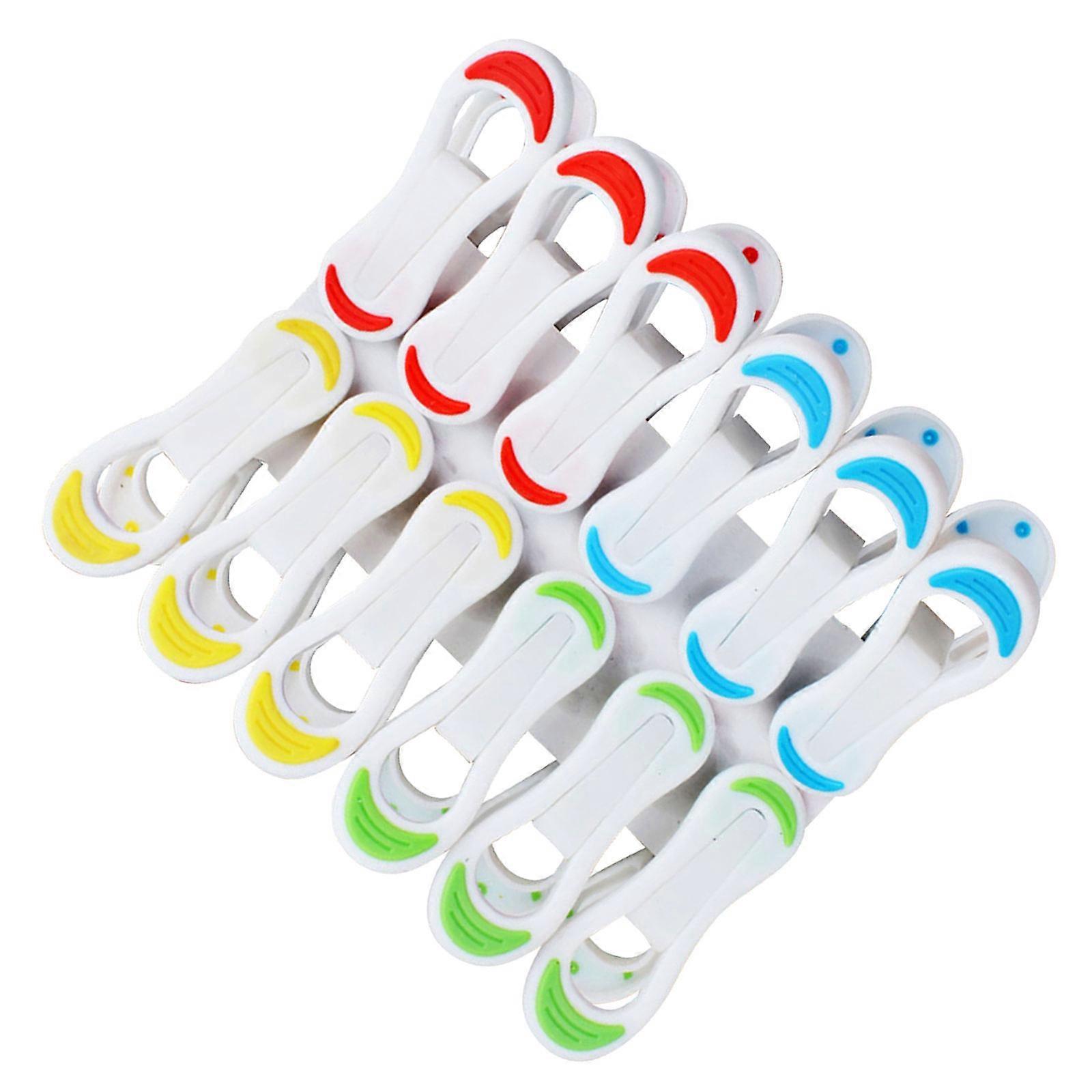Plastic Clothespin Laundry Clips for Hanging Clothes 12Pcs Mixed Colors